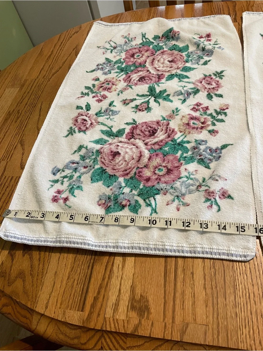 Floral Rose Print Bath Towel Set - Cream and Pink
